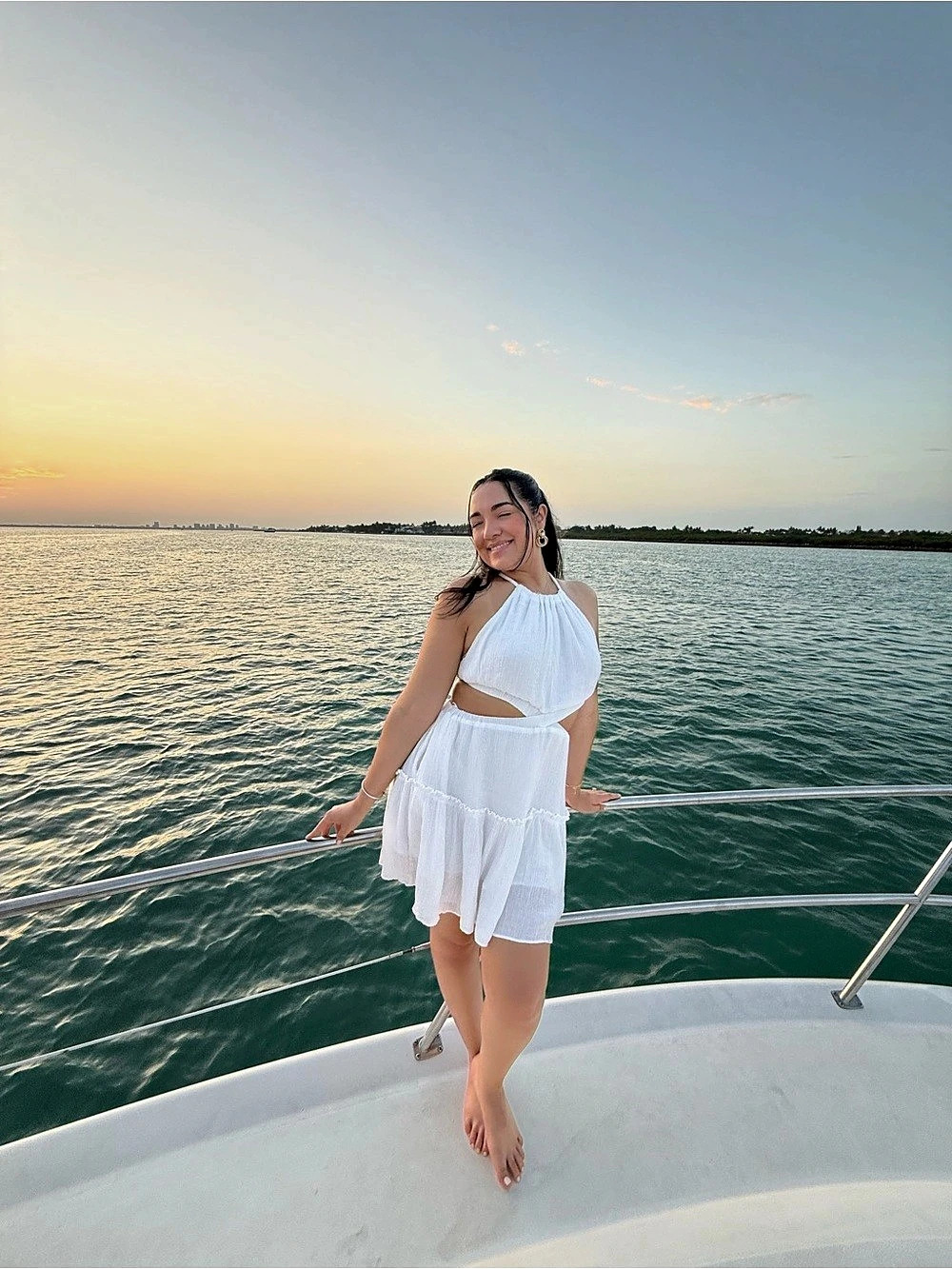 Tiered Halterneck Cutout Mini Dress White